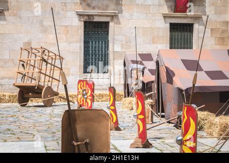 Braga, Portugal - 23. Mai 2018: Blick auf die Universität von Minho - Pfarrhaus für die jährliche Veranstaltung der Stadt Braga Romana (Roman Braga), dass p Stockfoto