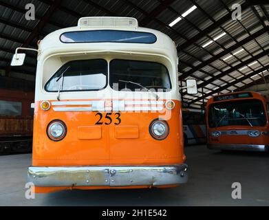 DULUTH, Georgia - 11. September 2019: Die südöstliche Railway Museum belegt 35 - Morgen in Duluth, Georgia, in der Nähe von Atlanta. Seit 1970 ist das Museum beherbergt Stockfoto