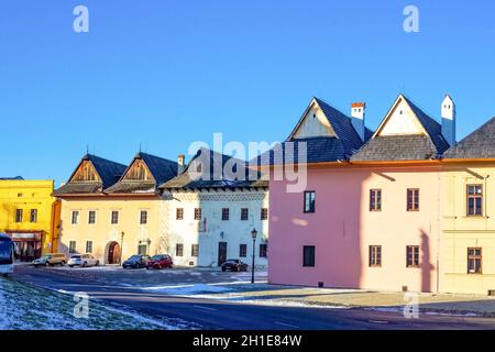 Poprad, Slowakei - 01. Januar 2020: Die alte slowakische Stadt Spisska Sobota in Poprad, Slowakei am 01. Januar 2020 Stockfoto