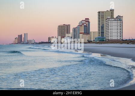 Hotels und Wohnanlagen am Strand in Gulf Shores, Alabama Stockfoto