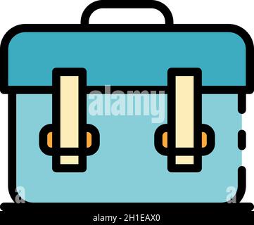 Symbol für Ledertasche. Umriss Ledertasche Vektor Symbol Farbe flach isoliert Stock Vektor