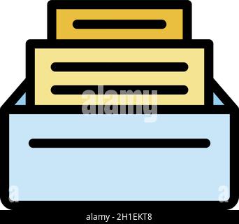 Symbol für Dateianforderung. Gliederungsdateien fordern Vektorsymbol Farbe flach isoliert Stock Vektor