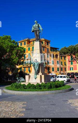Santa Margherita Ligure, Italien - 13. September 2019: Denkmal für Viktor Emmanuel II. In Santa Margherita Ligure, Italien. Denkmal für den ersten König einer Uni Stockfoto
