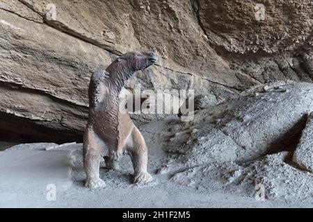 Statue von Mylodon, Mylodon Höhle Naturdenkmal in der Nähe von Puerto Natales, Chile Stockfoto