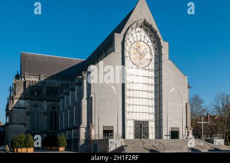 FRANKREICH. NORD (59). LILLE. KATHEDRALE NOTRE-DAME-DE-LA-TREILLE. MODERNE FASSADE, ENTWORFEN VOM ARCHITEKTEN PIERRE-LOUIS CARLIER Stockfoto