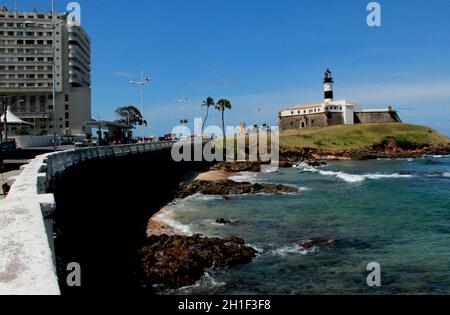 salvador, bahia / brasilien - 25. September 2012: Blick auf das Fort Santo Antonio, allgemein bekannt als Farol da Barra, in der Stadt Salvador. Stockfoto