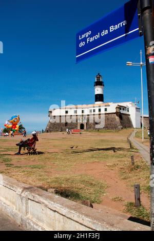 salvador, bahia / brasilien - 25. September 2012: Blick auf das Fort Santo Antonio, allgemein bekannt als Farol da Barra, in der Stadt Salvador. Stockfoto