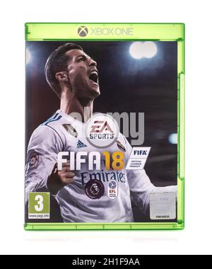 SWINDON, Großbritannien - 28 September 2019: FIFA 2018 von EA Sports für die XBox Konsole Stockfoto