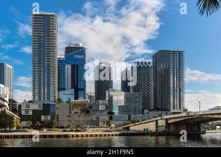 Miami, FL, USA - 19. April 2019: Ansicht von Brickell City Center in Miami, Florida, USA. Die brickell Stadtzentrum ist eine neu gebaute Einkaufszentrum Lo Stockfoto