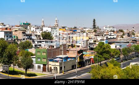 Luftaufnahme der Stadt Arequipa in Peru Stockfoto