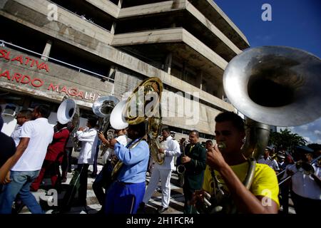 salvador, bahia/brasilien - 28. Mai 2019: Musiker der Bahia Philharmonics sind während der Aufführung zu sehen. *** Ortsüberschrift *** . Stockfoto