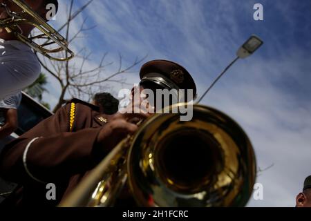 salvador, bahia/brasilien - 28. Mai 2019: Musiker der Bahia Philharmonics sind während der Aufführung zu sehen. *** Ortsüberschrift *** . Stockfoto