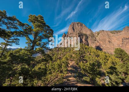 Berge in der cumbrecita Caldera de Taburiente National Park, La Palma, Kanarische Inseln, Spanien. Stockfoto