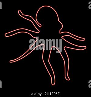 Neon Devilfish rot Farbe Vektor Illustration flachen Stil Licht Bild Stock Vektor