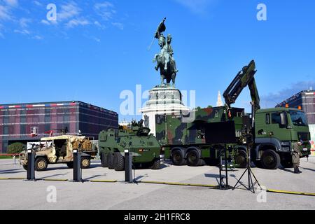 Wien, Österreich. 18. Okt. 2021. Pressekonferenz zu den Militärfeiern der Streitkräfte anlässlich des Nationalfeiertags 2021 auf dem Heldenplatz in Wien Stockfoto