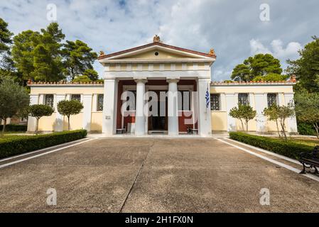 Olympia, Griechenland - 31. Oktober 2017: Das Archäologische Museum von Olympia in Elis, Griechenland. Stockfoto