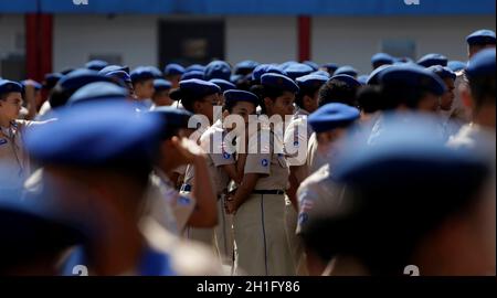 salvador, bahia/brasilien - 24. Juli 2019: Studenten der Militärpolizei von Salvador werden während der Ausbildung auf dem Schulhof gesehen. *** Lokales C Stockfoto