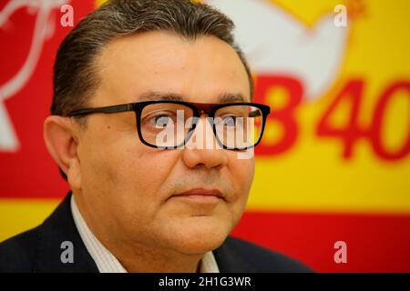 salvador, bahia / brasilien - 11. dezember 2017: Carlos Siqueira, nationaler Präsident der brasilianischen Sozialistischen Partei (PSB), gesehen während einer Veranstaltung in der c Stockfoto