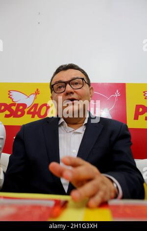 salvador, bahia / brasilien - 11. dezember 2017: Carlos Siqueira, nationaler Präsident der brasilianischen Sozialistischen Partei (PSB), gesehen während einer Veranstaltung in der c Stockfoto