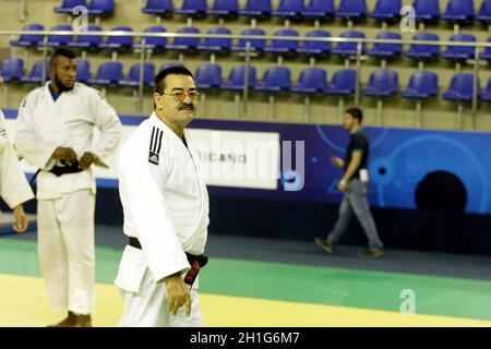 lauro de freitas, bahia - brasilien - 28. juli 2016: Justo Noda, Trainer des kubanischen Judo-Teams, wird während des Trainings im Panamerikanischen Zentrum von Jod gesehen Stockfoto