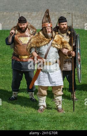 Alba Iulia, Rumänien - 04. Mai 2019: Dakische Krieger auf dem Festival Roman Apulum 'Revolta'. Stockfoto