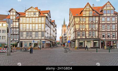 Hannover, 05. Mai 2011: Wenige Menschen am Holzmarkt Mittelalterstädter Abend in Hannover. Stockfoto