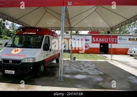 teixeira de freitas, bahia / brasilien - 3. september 2010: Ambulanz der Samu 192 des Schutzes am Samu-Stützpunkt in der Stadt Teixeira de Freitas. Stockfoto