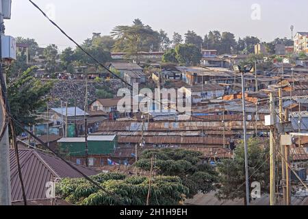 Nairobi, Kenia - 10. Juli 2017: größte Slum Kibera in Nairobi, Kenia. Stockfoto