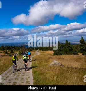 Auf dem Mountainbike auf dem brocken Stockfoto