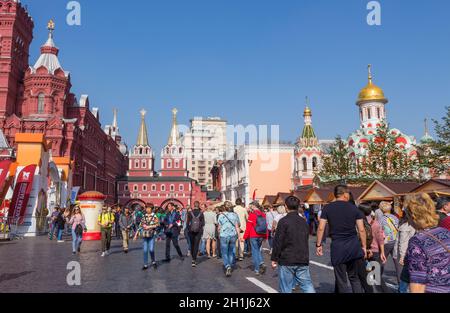 Moskau, Russland: 31. AUGUST 2019: Historische Gebäude am Roten Platz. Moskau, Russland Stockfoto