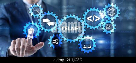 Telnet Virtual Terminal-Client. Internet- und Netzwerkkonzept. Stockfoto