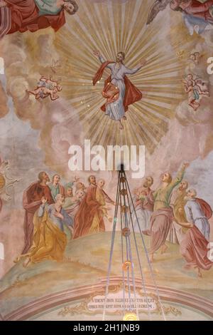 Himmelfahrt Christi, Fresko an der Decke der Kirche malen Stockfoto