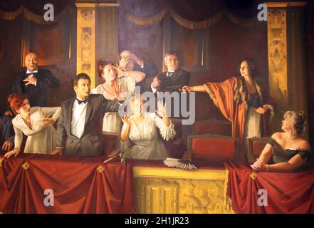 Mord an Todor Panica im Burgtheater in Wien Gemälde von S.A. Kapitanovich, Museum des mazedonischen Kampfes um Souveränität und Unabhängigkeit Stockfoto