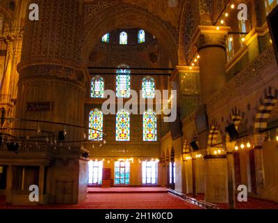 Istanbul, Türkei - 22. Dezember 2008: Das Innere der Blauen Moschee von Istanbul. Mosaik der Mauer in Istanbul, Türkei am 22. Dezember 2008 Stockfoto