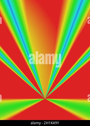 Abstrakter Hintergrund, dekoratives Farbverlauf mehrfarbig fluoreszierendes geometrisches dynamisches Dreiecksmuster Stockfoto