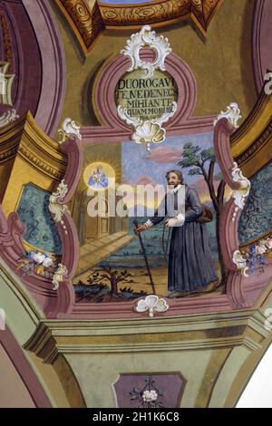 Szenen aus dem Leben des Heiligen Ignatius von Loyola, Bild auf kirchliche Decke Stockfoto