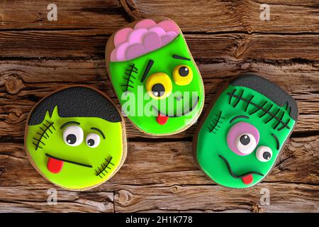Halloween Zombie Cookies - 3D Illustration Stockfoto