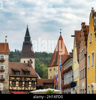 Historische Gebäude in Berching (Bayern, Deutschland) Stockfoto