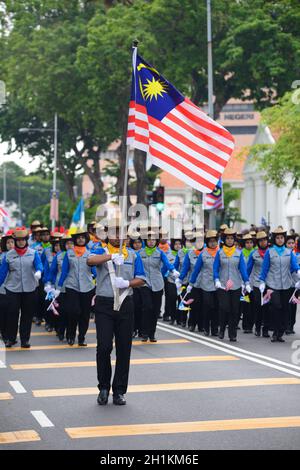 Georgetown, Penang/Malaysia - 31 2016. August: Unabhängigkeitstag Parade auf der Straße. Stockfoto