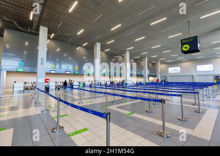 Zakynthos, Griechenland - 21. September 2020: Terminalgebäude des Flughafens Zakynthos in Griechenland. Stockfoto