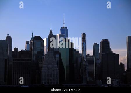 Der Freedom Tower und die Wolkenkratzer von Manhattan Stockfoto