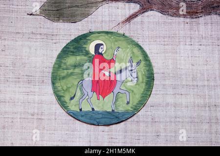 Triumphalen Einzug Jesu in Jerusalem am Palmsonntag, Kirche des Hl. Johannes in Piflas, Deutschland Stockfoto