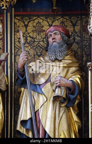 Der heilige Antonius der Große, zwölf Apostel altar in St. James Kirche in Rothenburg o.d. Tauber, Deutschland Stockfoto