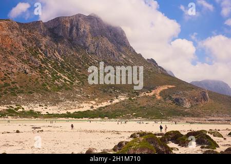 KRETA, GRIECHENLAND - 4. JUNI 2019: Wunderschöner Meerblick auf der Insel Gramvousa. Stockfoto