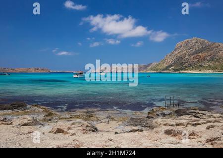 KRETA, GRIECHENLAND - 4. JUNI 2019: Wunderschöner Meerblick auf der Insel Gramvousa. Stockfoto