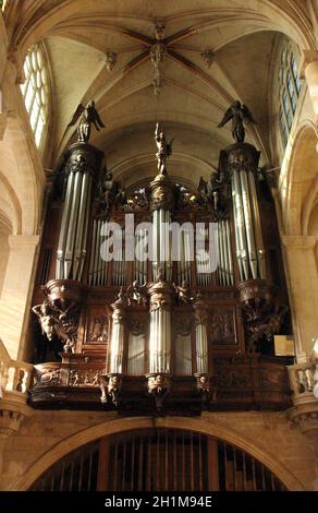 Orgel, Kirche Saint Etienne du Mont, Paris. Stockfoto