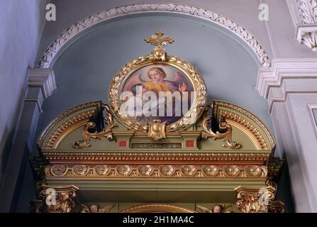 Schutzengel, Altarbild in der Basilika des Heiligen Herzens Jesu in Zagreb, Kroatien Stockfoto