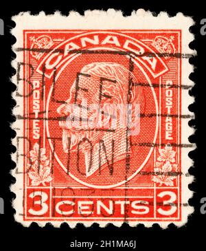 Stempel gedruckt von Kanada, zeigt König George V, um 1911 Stockfoto