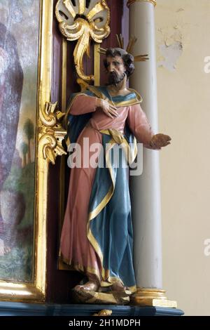 Saint Philip Statue auf der Altar in der Kapelle des St. James in Ivanic Grad, Kroatien Stockfoto