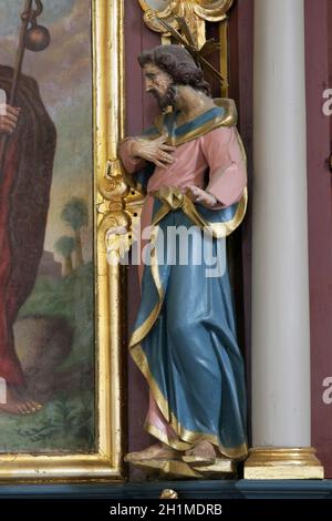 Saint Philip Statue auf der Altar in der Kapelle des St. James in Ivanic Grad, Kroatien Stockfoto